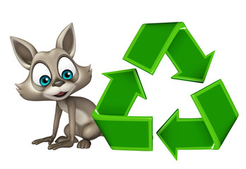 fun Raccoon cartoon character with recycle