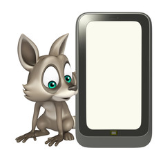 cute Raccoon cartoon character with mobile