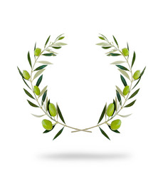 Round olive wreath with green fruits