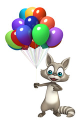 cute Raccoon cartoon character with baloon