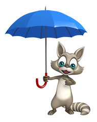 fun Raccoon cartoon character with umbrella