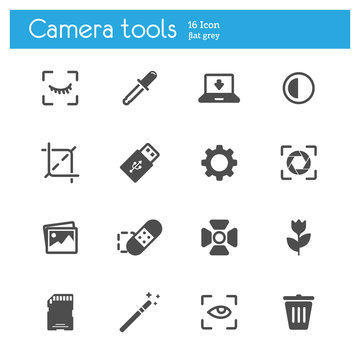 Camera tools flat icons