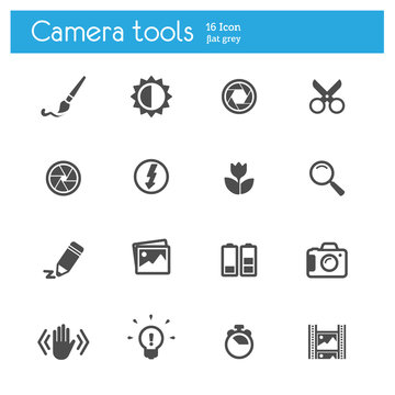 Camera tools flat icons