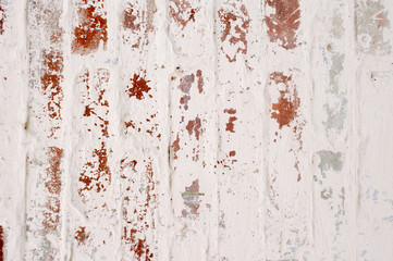 Brick Wall. Painted White. Background. Shabby Chic