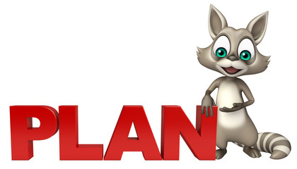cute Raccoon cartoon character with plan