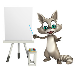Obraz premium fun Raccoon cartoon character with easel board