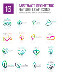 Geometric leaf icon set