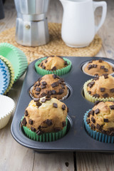 Muffins in a baking pan