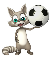 cute Raccoon cartoon character  with football