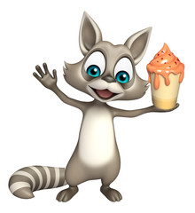 Raccoon cartoon character with ice-cream