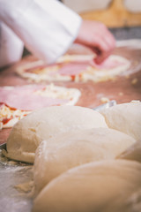 Fototapeta na wymiar Fresh original Italian pizza