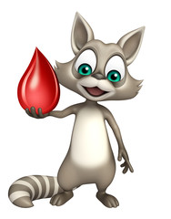 cute Raccoon cartoon character with blood drop