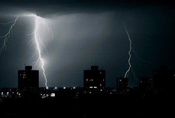 Storm an lightning  in town