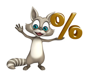 fun Raccoon cartoon character with % sign