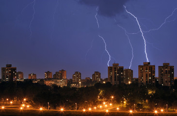 Storm an lightning  in town