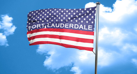 fort lauderdale, 3D rendering, city flag with stars and stripes