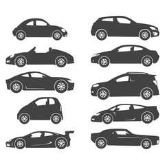 Various Car Silhouette Illustration Set
