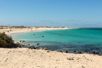 Fototapeta na wymiar Corralejo Beach on Fuerteventura, Canary Islands