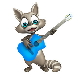 fun Raccoon cartoon character with guitar