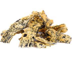 Fried seaweed on white background