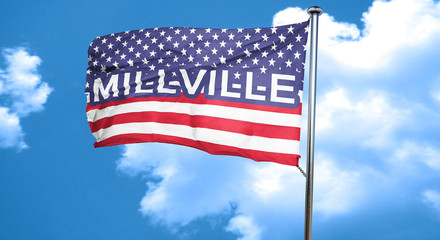 millville, 3D rendering, city flag with stars and stripes