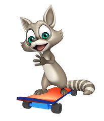  fun Raccoon cartoon character with skateboard