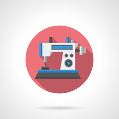 Computer sewing machine flat round vector icon