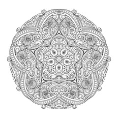 Vector Beautiful Deco Monochrome Contour Star, Patterned Design