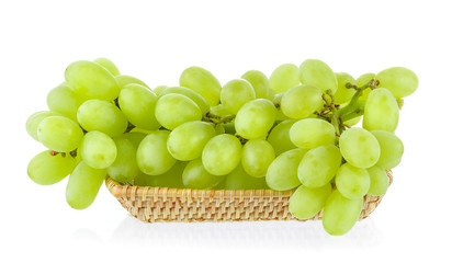 Fresh green grapes in basket