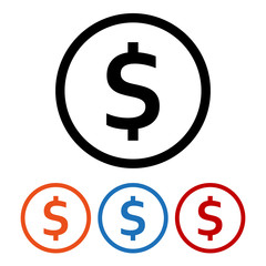 Dollars sign icon. USD currency symbol. Money label. Vector