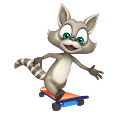  fun Raccoon cartoon character with skateboard