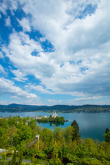 Fantastic sunny day is in mountain lake. Beauty world.