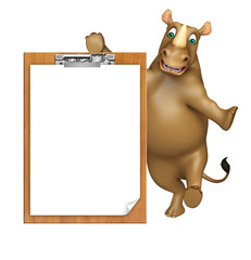 Rhino cartoon character with exam pad