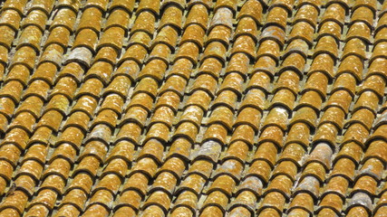 old tiled roof from beautiful colors