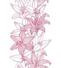 vector seamless background with lilies