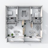 3d Interior Rendering Illustration Of Double Furnished