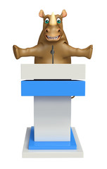 Rhino cartoon character with speech stage