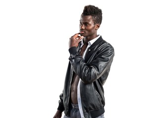 Handsome black man posing in studio