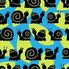 Seamless pattern with different snails