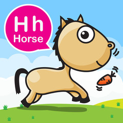 Obraz na płótnie Canvas H Horse color cartoon and alphabet for children to learning vec