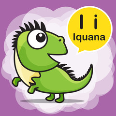 I Iguana color cartoon and alphabet for children to learning vec