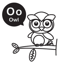 O Owl cartoon and alphabet for children to learning and coloring