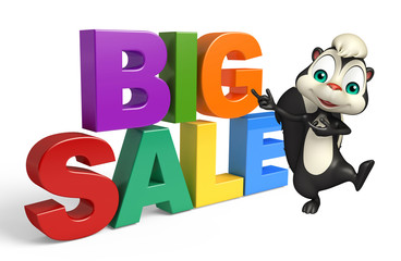 cute Skunk cartoon character with bigsale sign