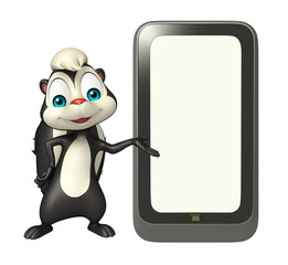 cute Skunk cartoon character with mobile