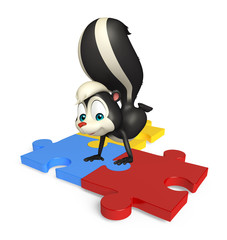 cute Skunk cartoon character with puzzle