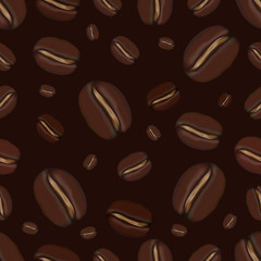 A seamless repeating pattern of coffee beans.Vector