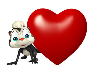 Skunk cartoon character with heart
