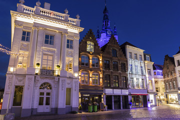 Fototapeta na wymiar Grote Mark with St. Martin's Church in Kortrijk in Belgium