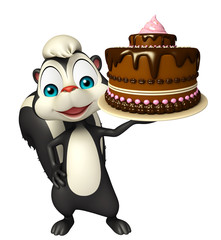 fun Skunk cartoon character with cake