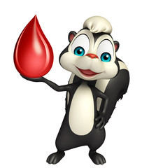 fun Skunk cartoon character with blood sign